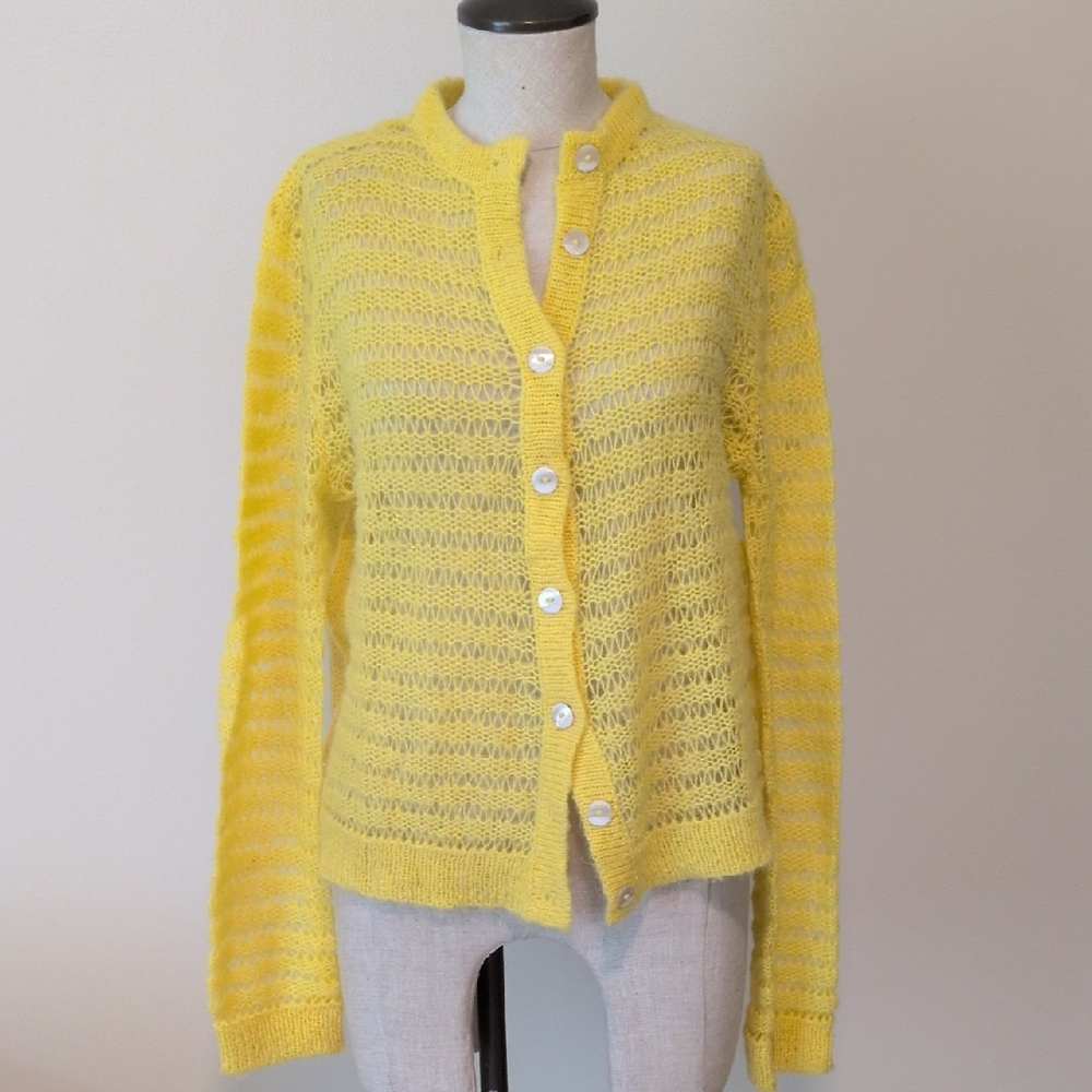 Wooden Ships M/L Soft Yellow Knit Cardigan